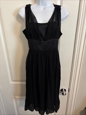 100% Silk Walter Elegant Black Sleeveless Chiffon Silk Dress size 2